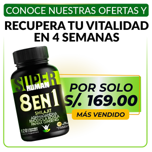 SuperHuman™ 8 en 1 Cápsulas - Shilajit Ashwagandha Rhodiola Rosea Panax y Ginseng (120 Cápsulas)